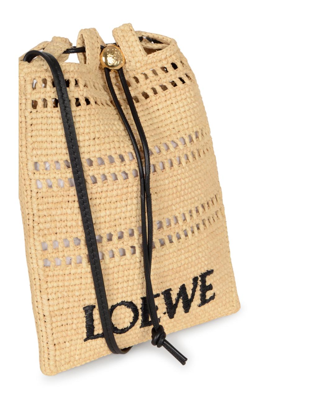 LOEWE Бежевая плетеная сумка через плечо, фото 4