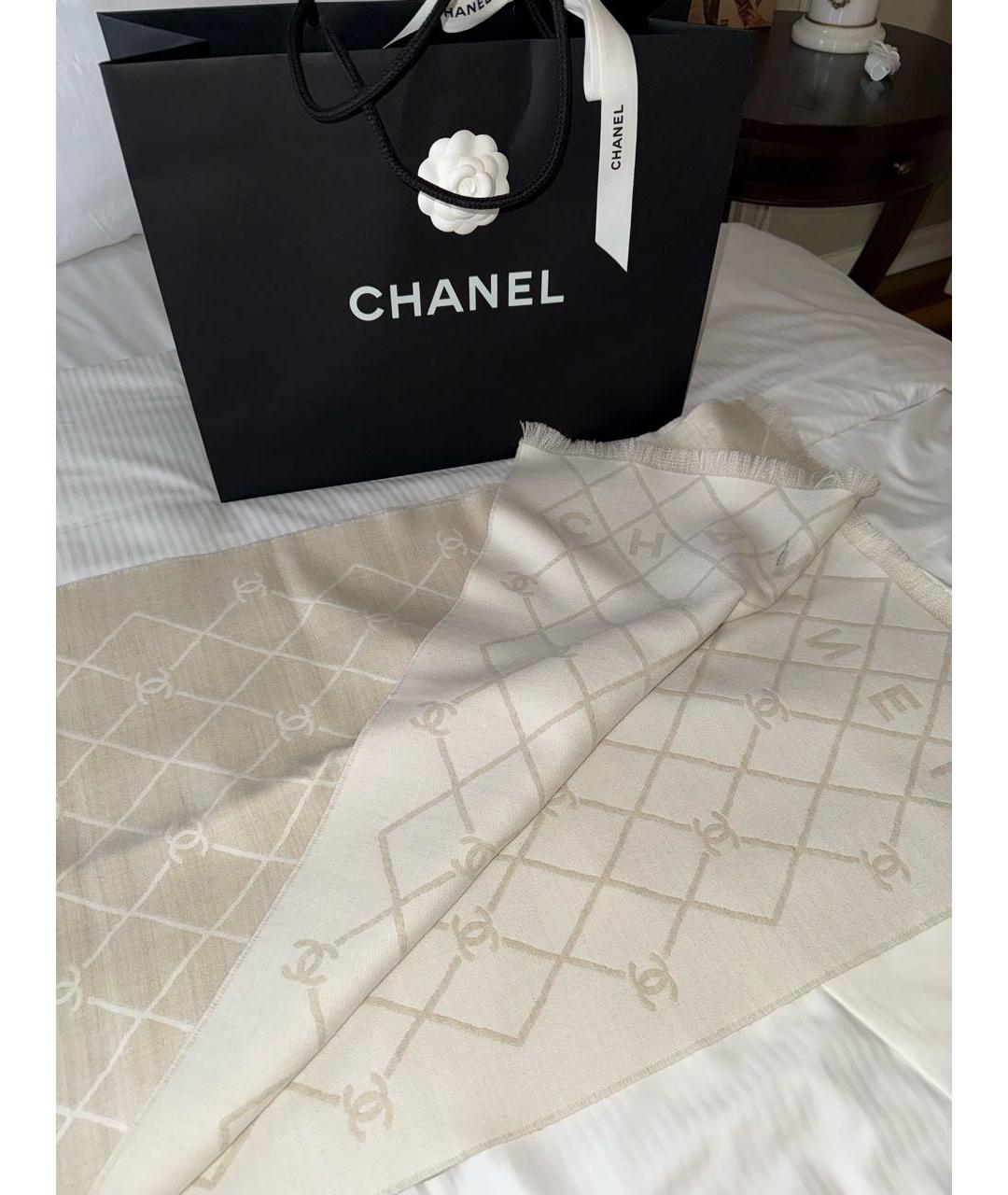 CHANEL Бежевый шарф, фото 4