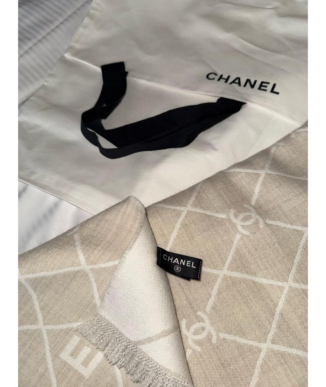 CHANEL Бежевый шарф, фото 3