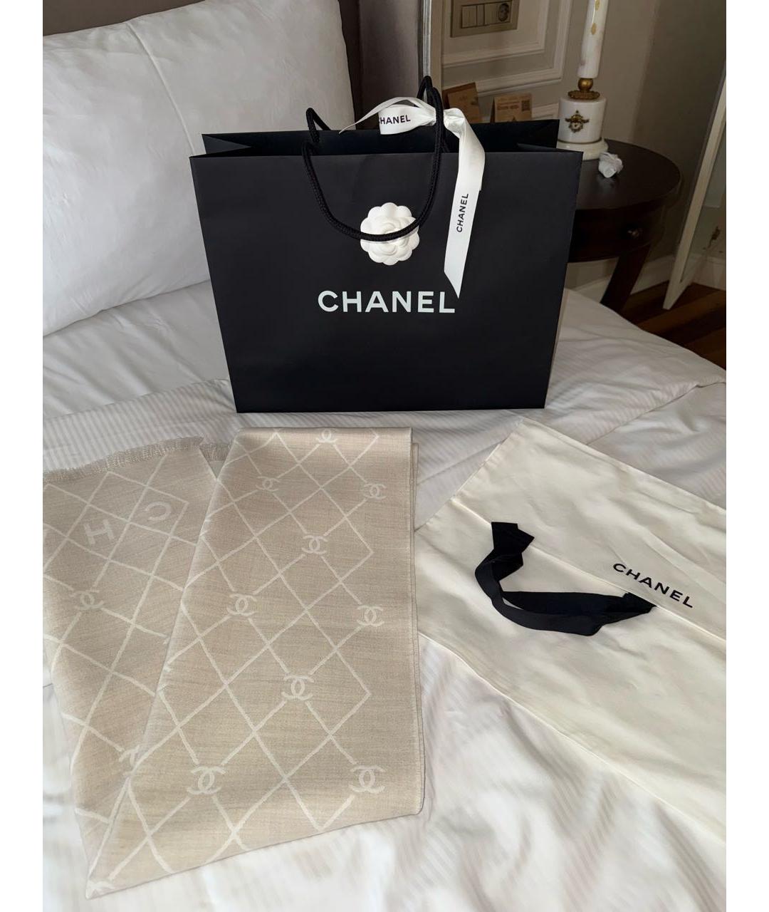 CHANEL Бежевый шарф, фото 6