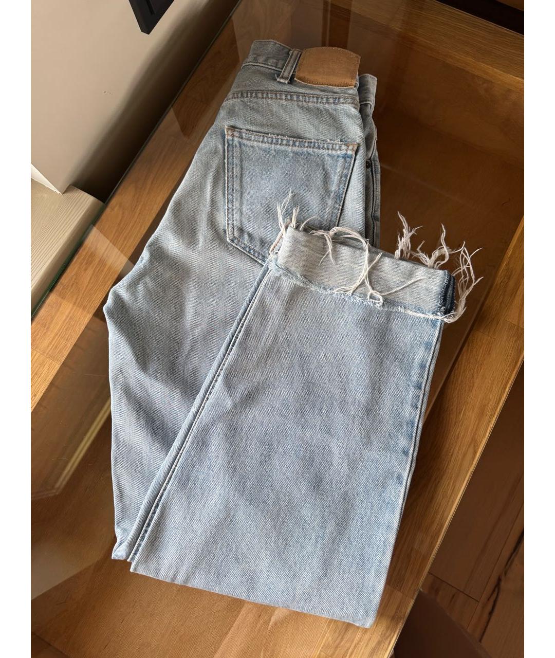 CELINE Голубые хлопковые прямые джинсы, фото 5