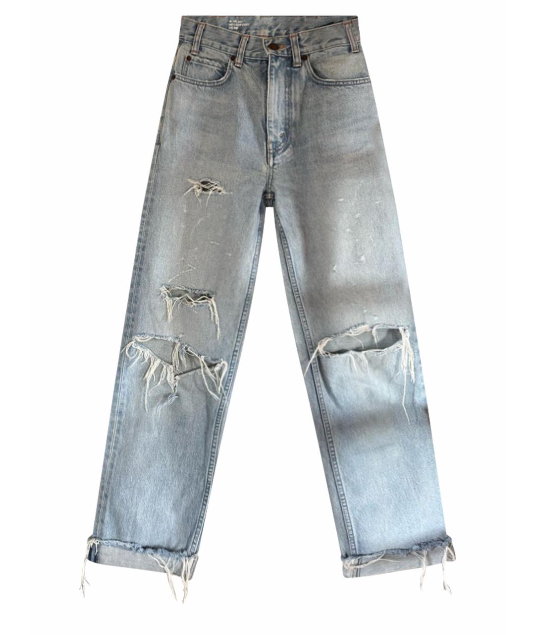 CELINE Голубые хлопковые прямые джинсы, фото 1