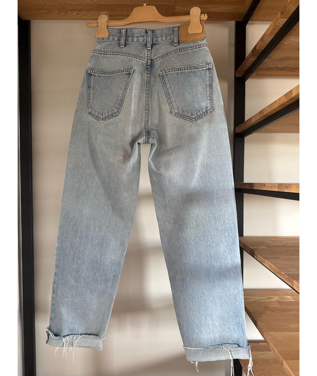 CELINE Голубые хлопковые прямые джинсы, фото 2