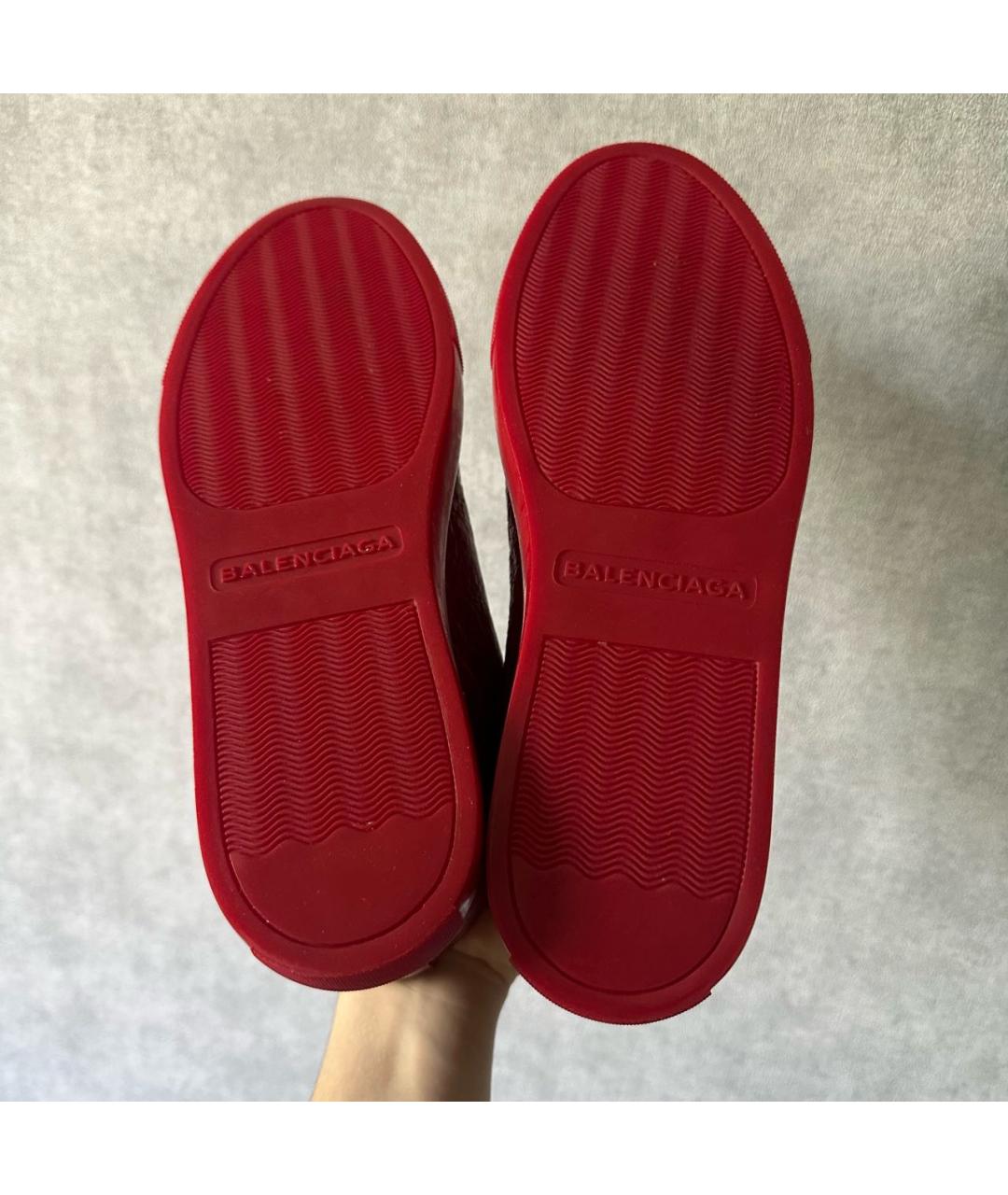 BALENCIAGA Красные кожаные высокие кроссовки / кеды, фото 5