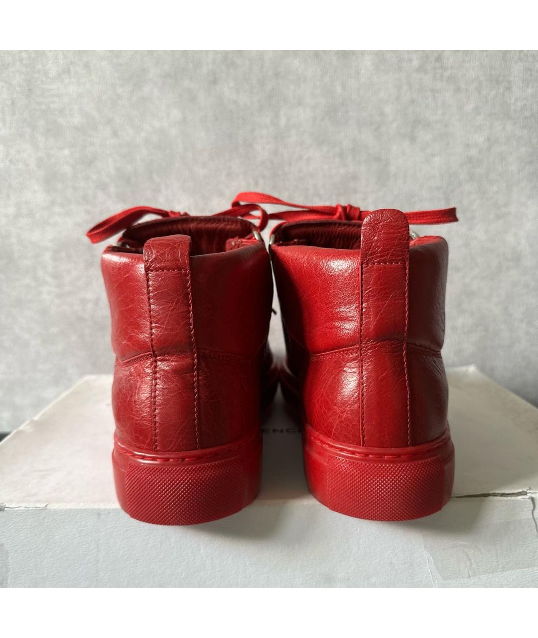 BALENCIAGA Красные кожаные высокие кроссовки / кеды, фото 4
