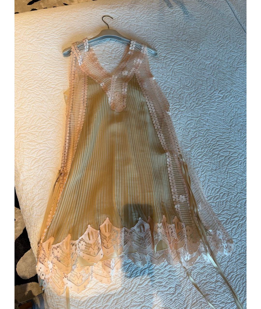 CHLOE Бежевое шелковое коктейльное платье, фото 8