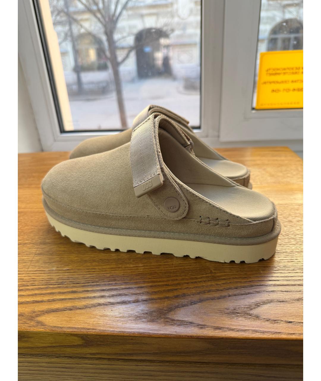 UGG AUSTRALIA Бежевые замшевые сабо, фото 3