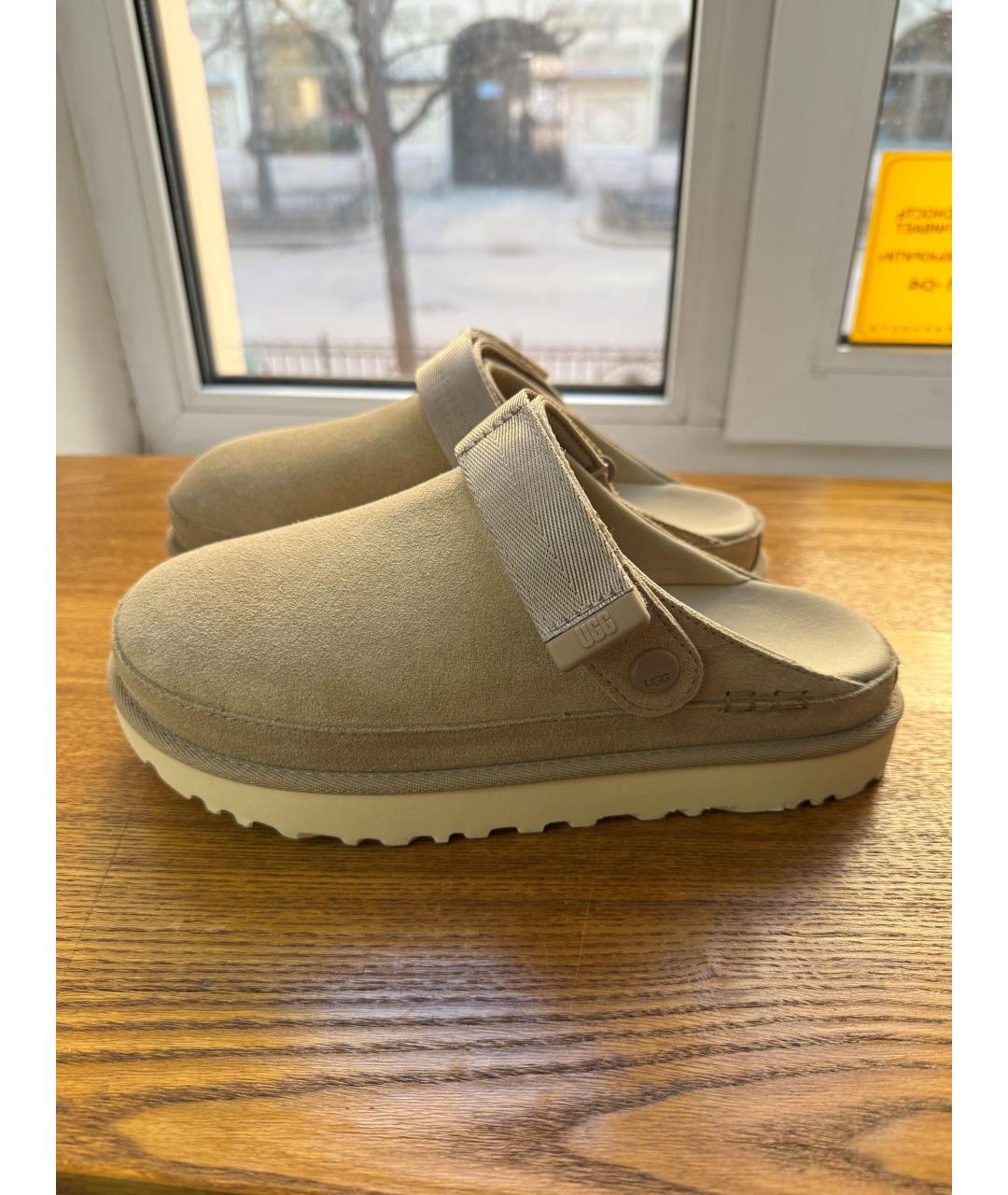 UGG AUSTRALIA Бежевые замшевые сабо, фото 2