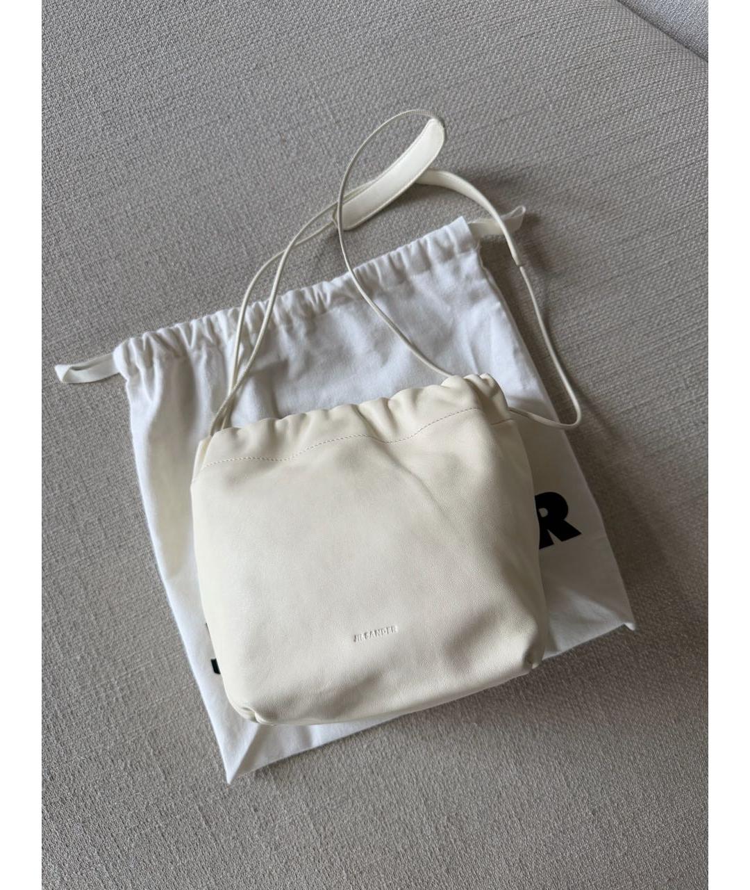 JIL SANDER Бежевая кожаная сумка через плечо, фото 2