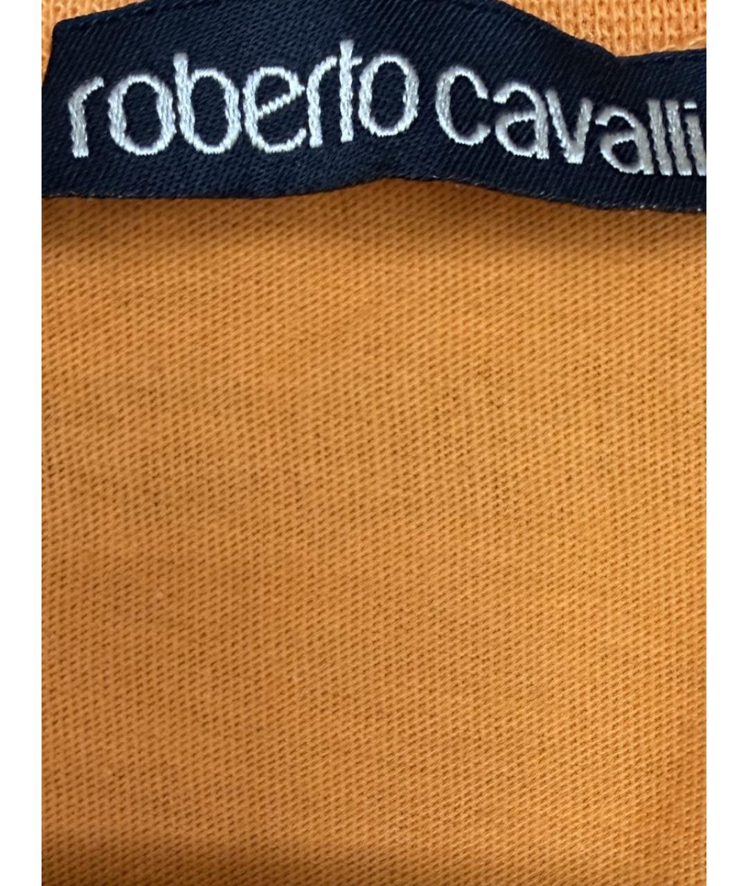 ROBERTO CAVALLI Оранжевая хлопковая футболка, фото 4