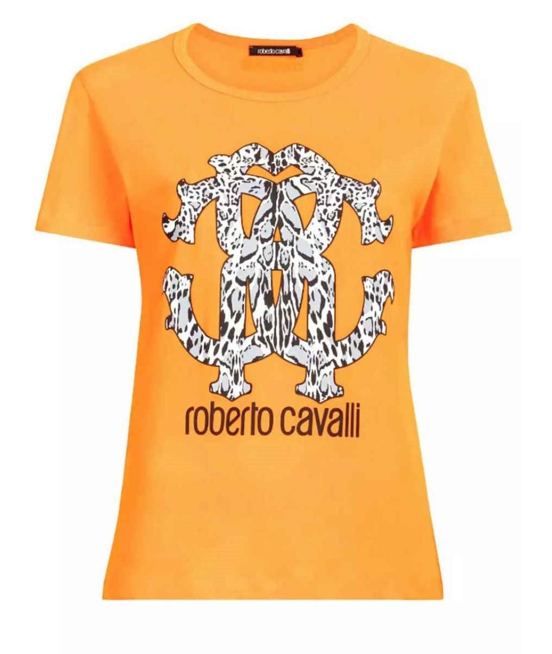 ROBERTO CAVALLI Оранжевая хлопковая футболка, фото 1