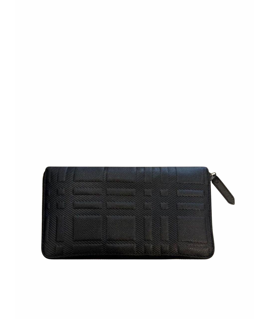 BURBERRY Черный кожаный кошелек, фото 1