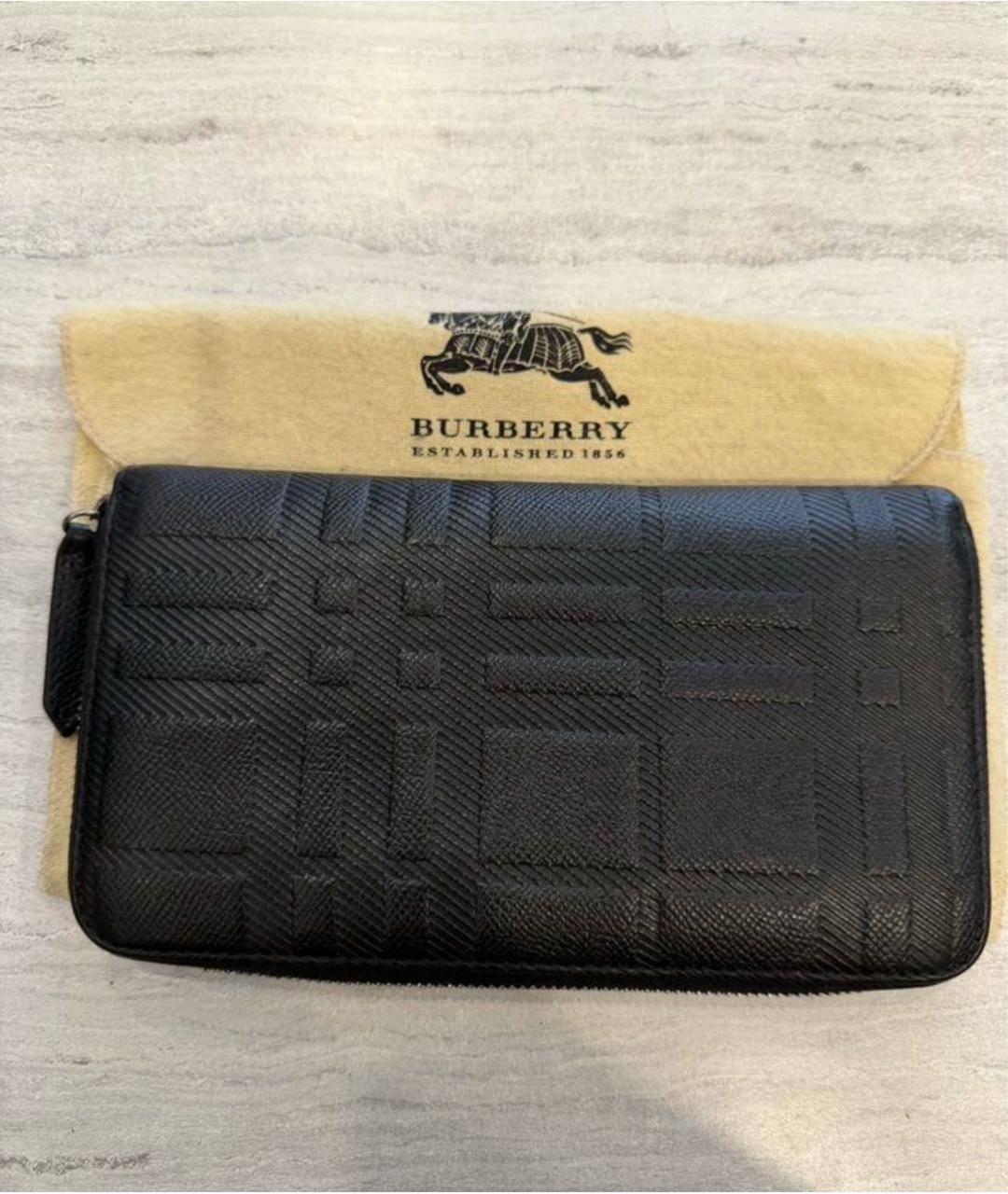 BURBERRY Черный кожаный кошелек, фото 2