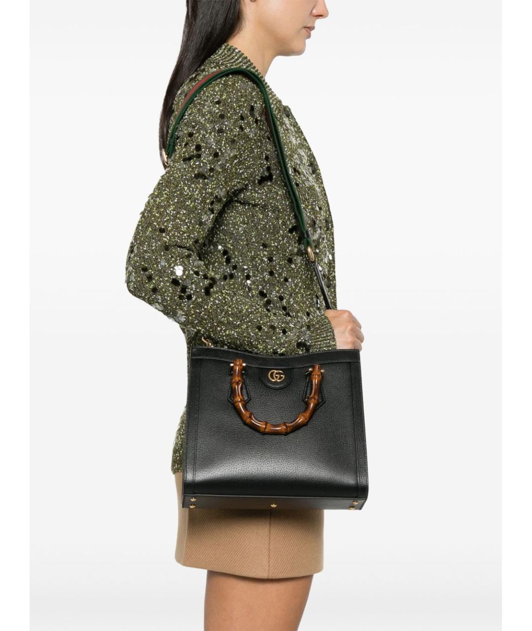 GUCCI Черная кожаная сумка тоут, фото 4
