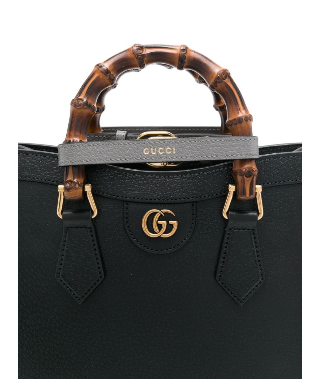 GUCCI Черная кожаная сумка тоут, фото 5