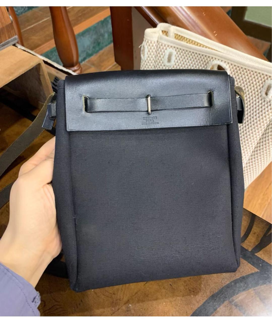 HERMES Черная тканевая сумка через плечо, фото 3