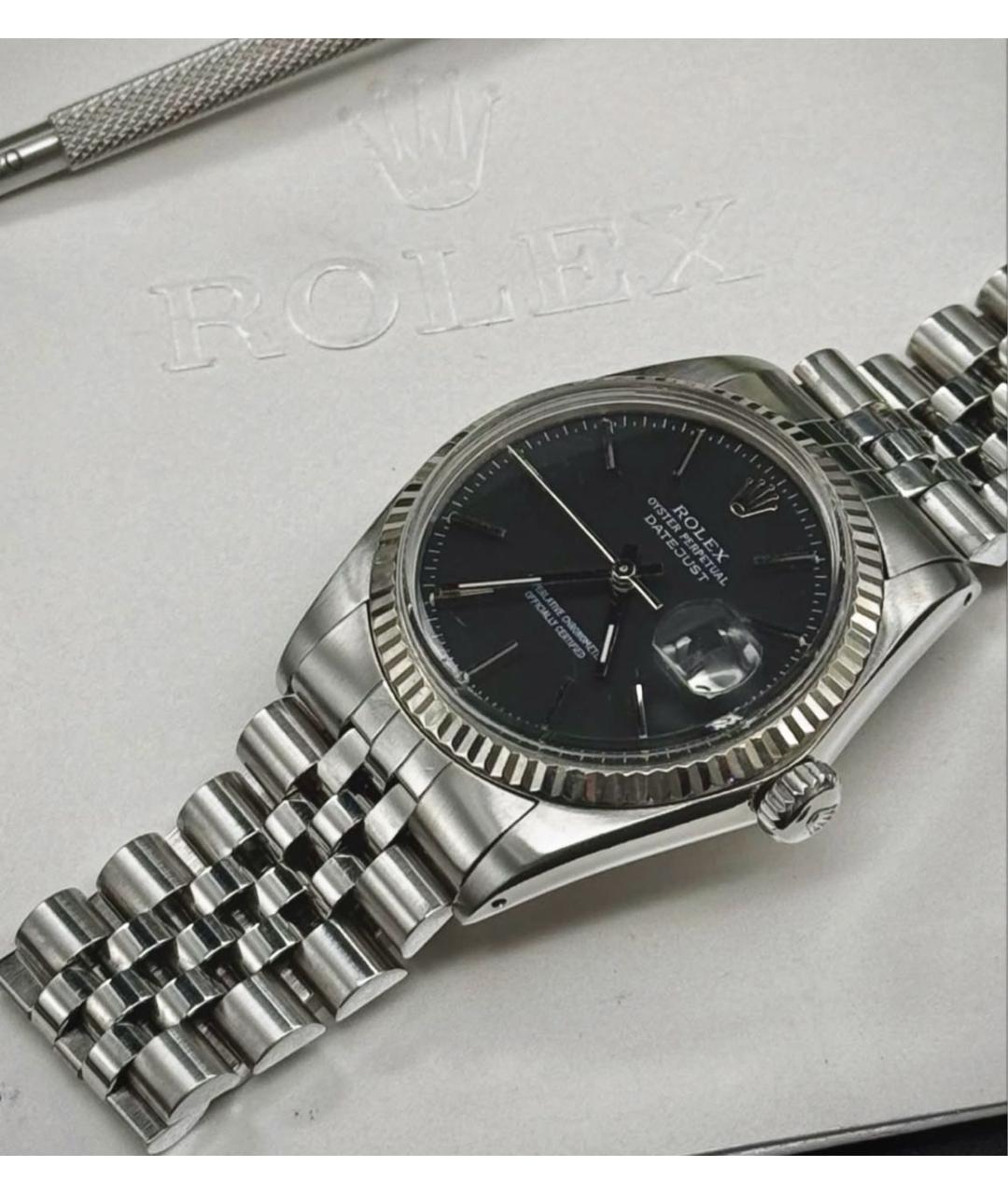 ROLEX Черные металлические часы, фото 3