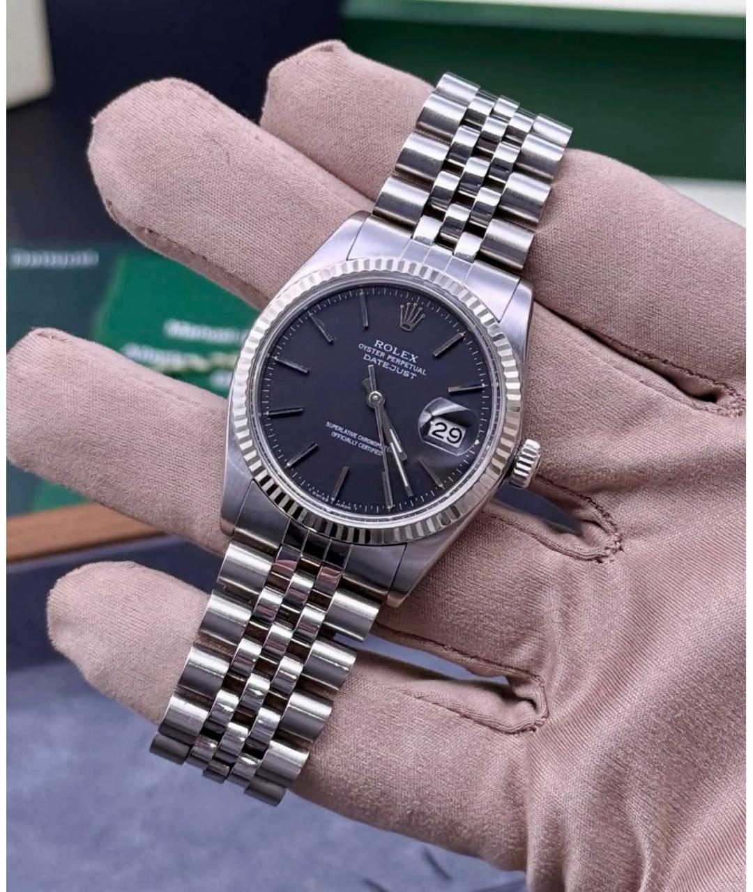 ROLEX Черные металлические часы, фото 2