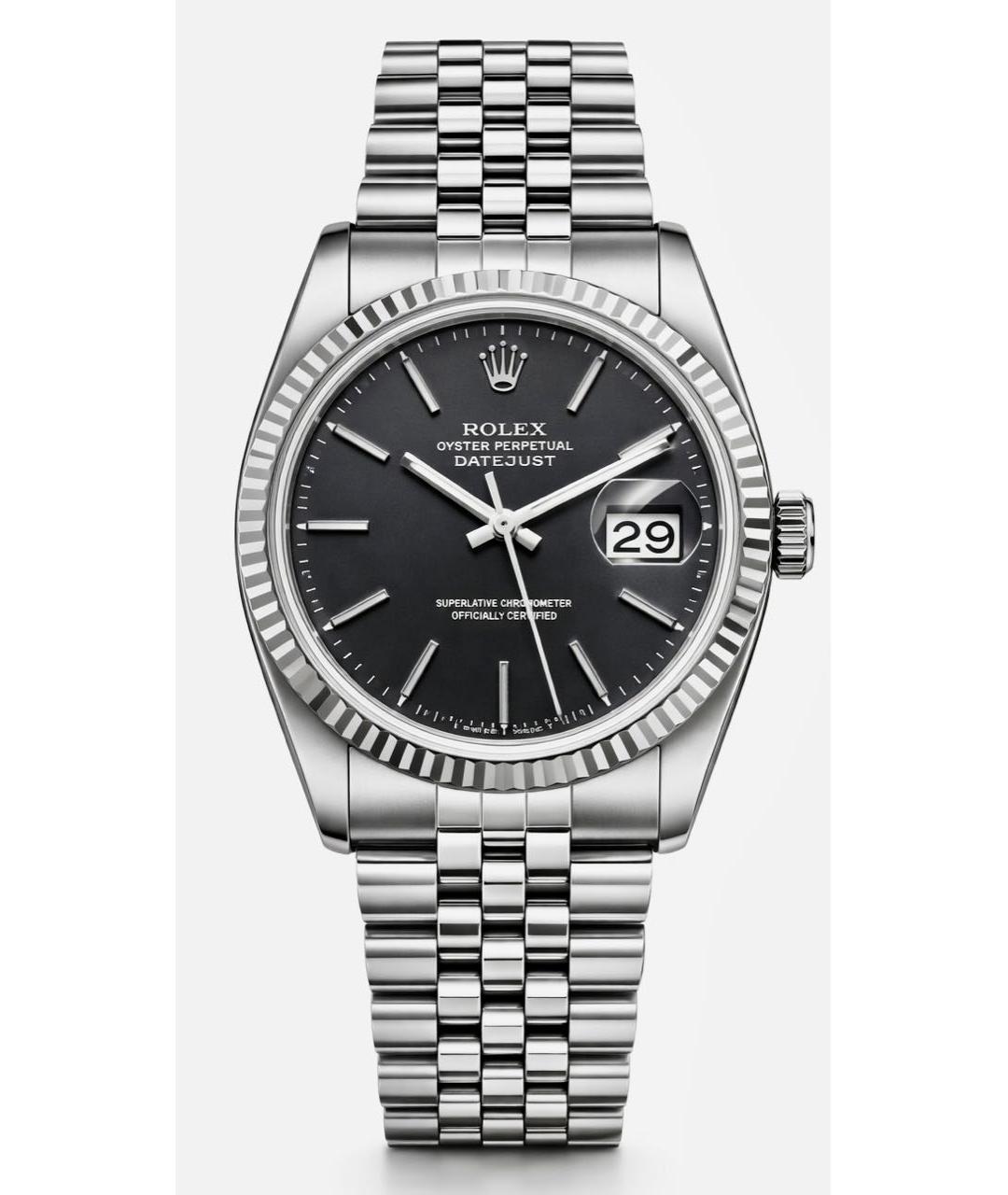 ROLEX Черные металлические часы, фото 6
