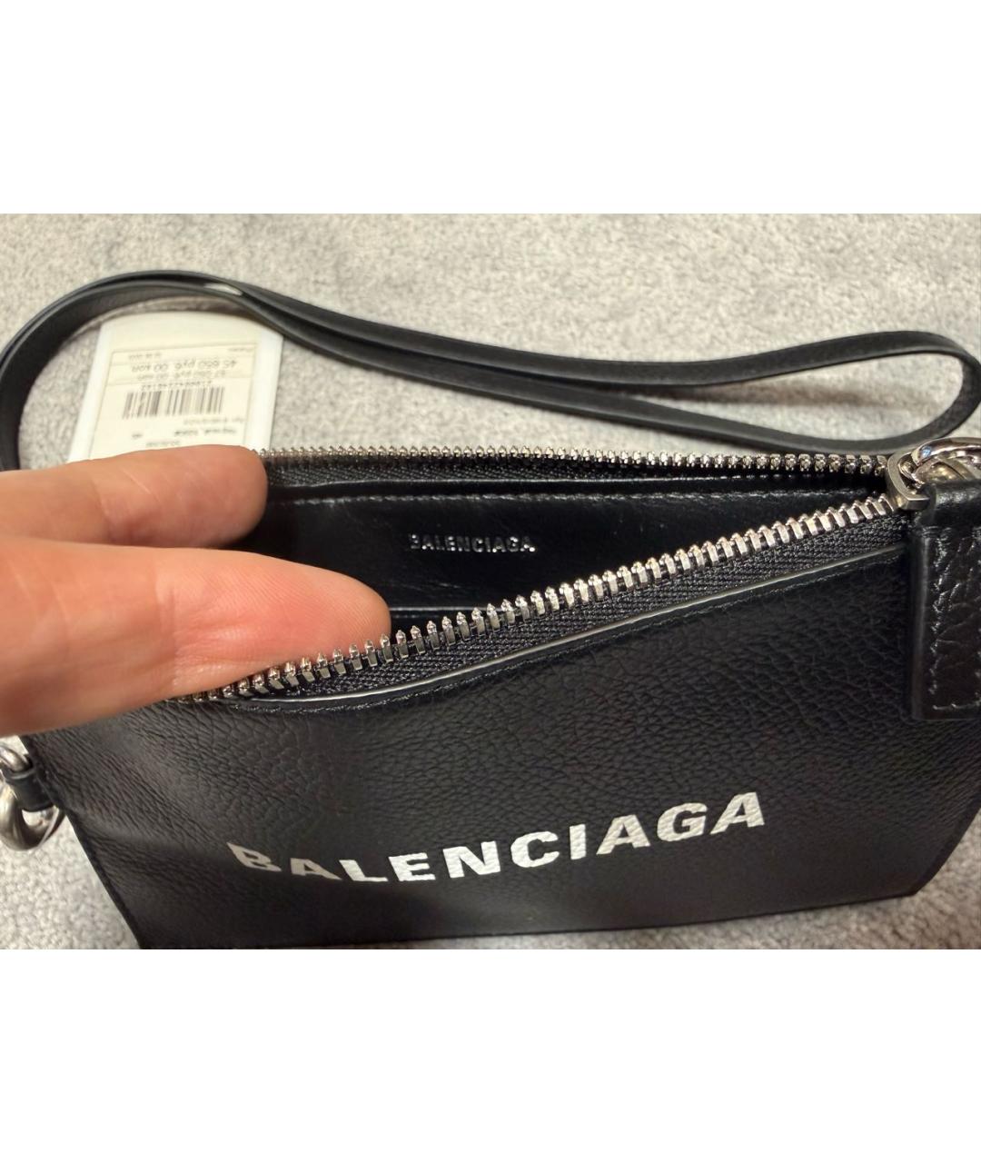 BALENCIAGA Черная кожаная барсетка, фото 2