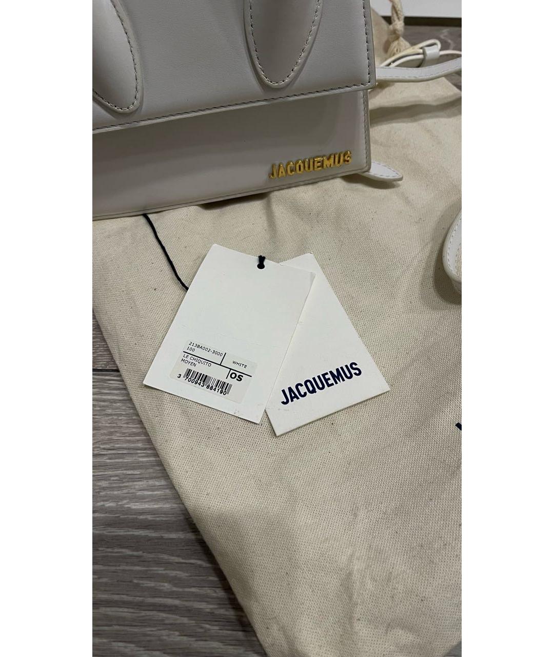 JACQUEMUS Белая кожаная сумка с короткими ручками, фото 6