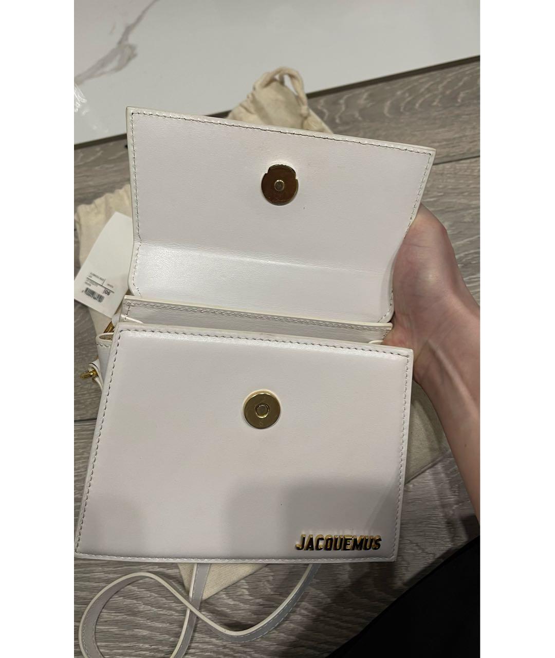 JACQUEMUS Белая кожаная сумка с короткими ручками, фото 4