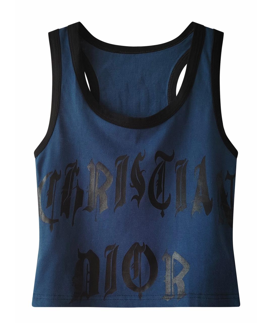 CHRISTIAN DIOR Синяя хлопковая майка, фото 1