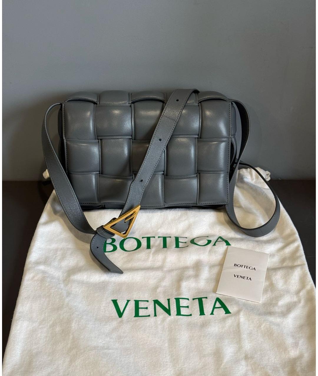 BOTTEGA VENETA Серая кожаная сумка через плечо, фото 9