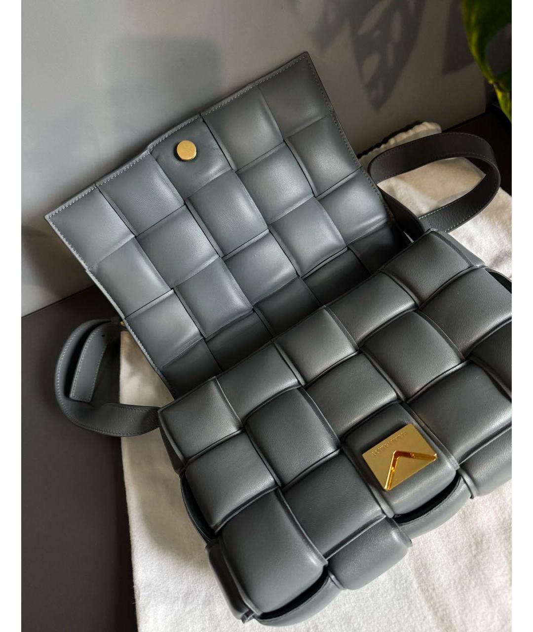 BOTTEGA VENETA Серая кожаная сумка через плечо, фото 4