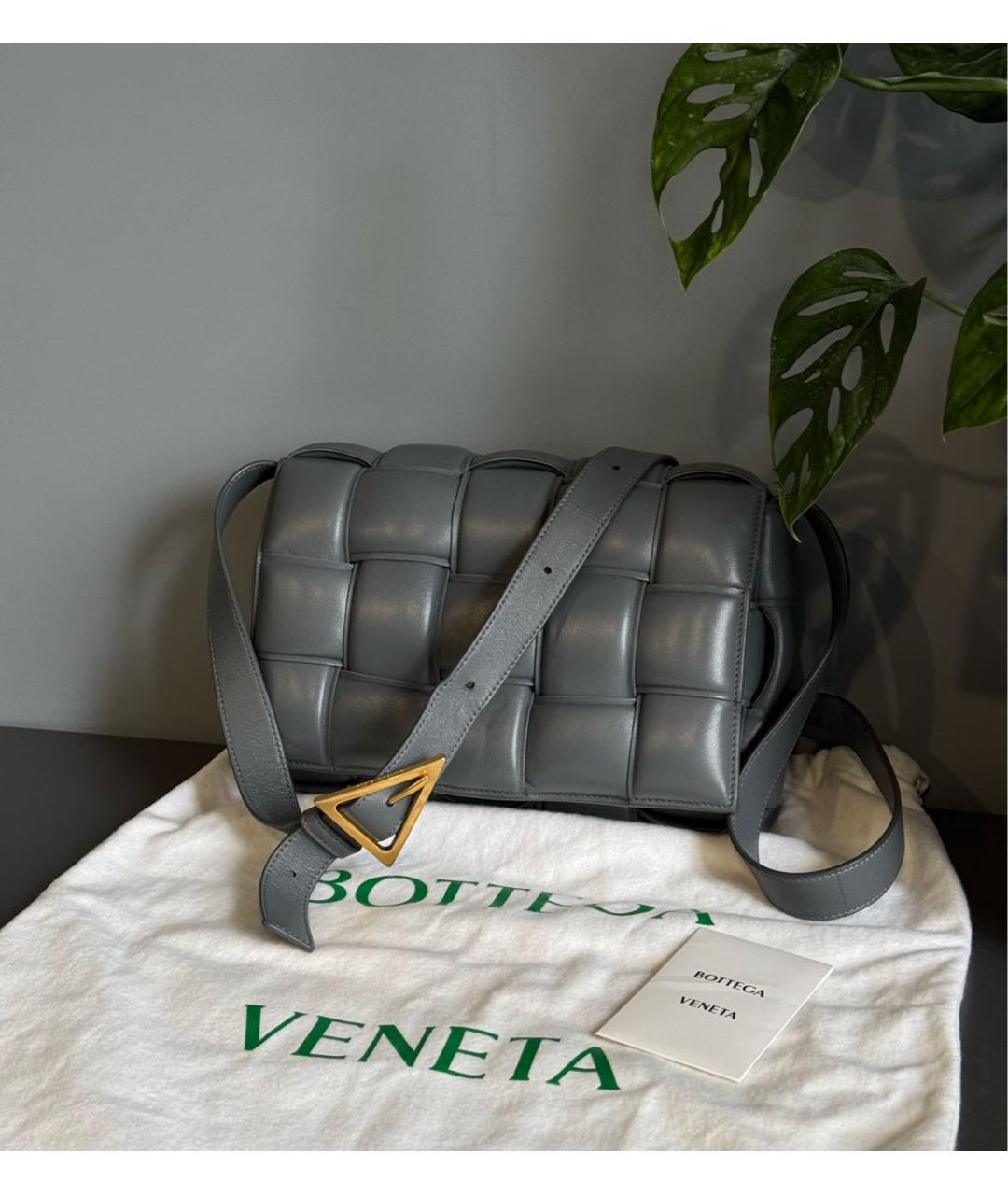 BOTTEGA VENETA Серая кожаная сумка через плечо, фото 2
