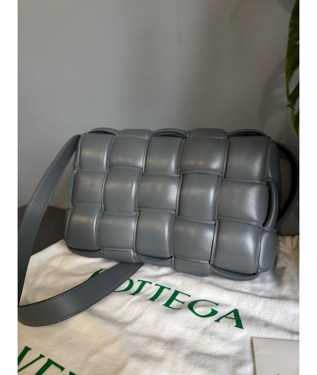 BOTTEGA VENETA Серая кожаная сумка через плечо, фото 3