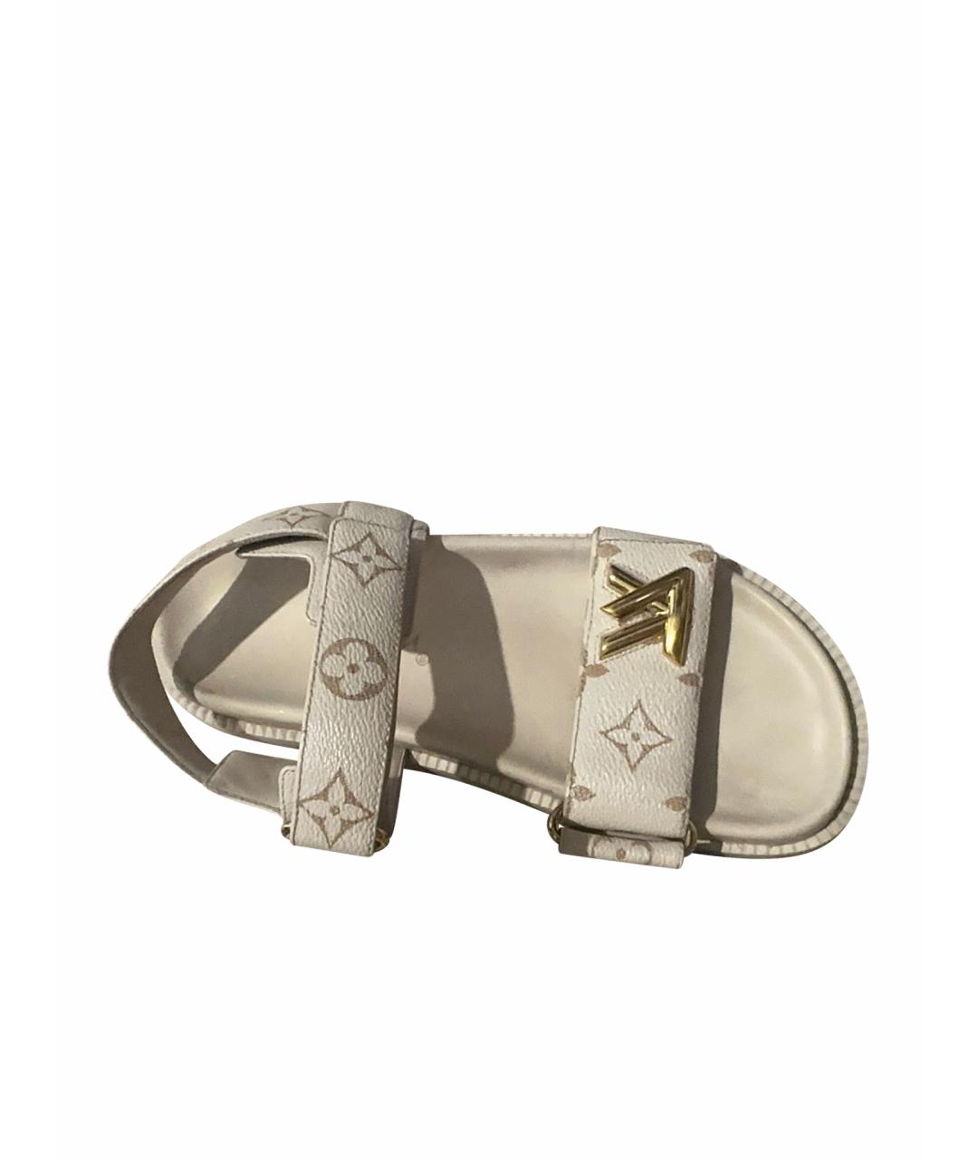 LOUIS VUITTON Бежевые кожаные босоножки, фото 1