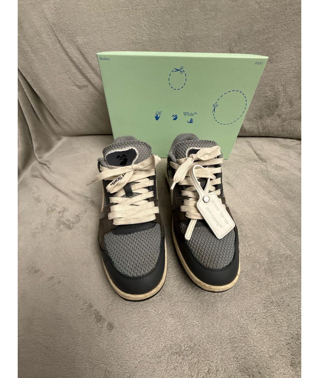 OFF-WHITE Серые текстильные низкие кроссовки / кеды, фото 2