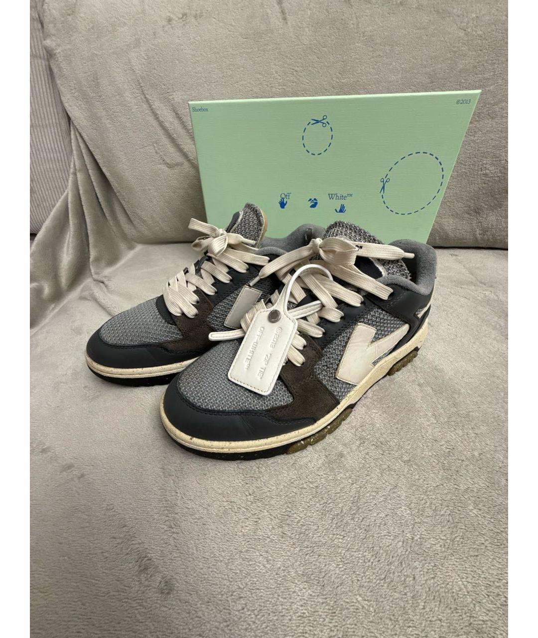 OFF-WHITE Серые текстильные низкие кроссовки / кеды, фото 5
