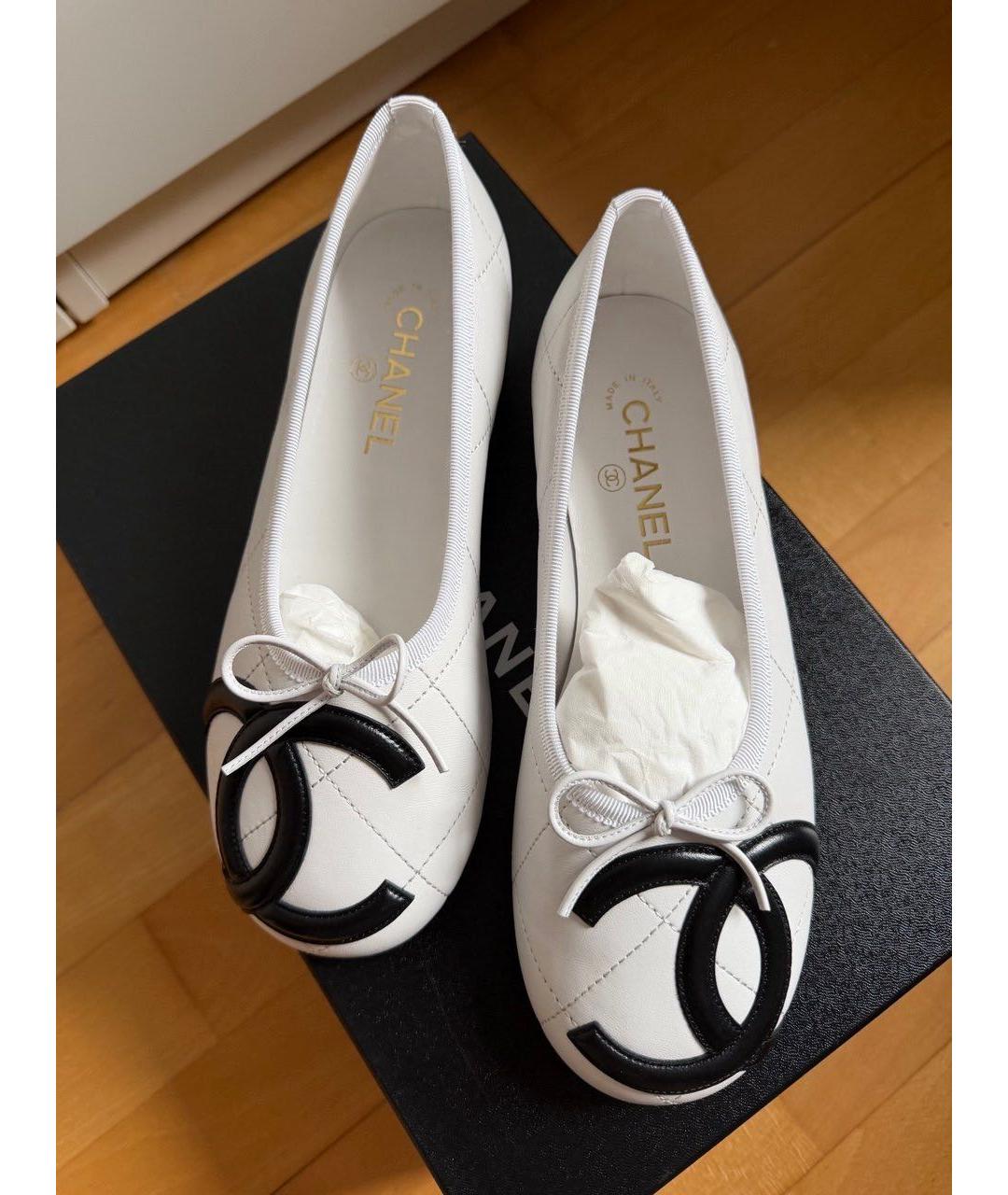 CHANEL Белые кожаные балетки, фото 7