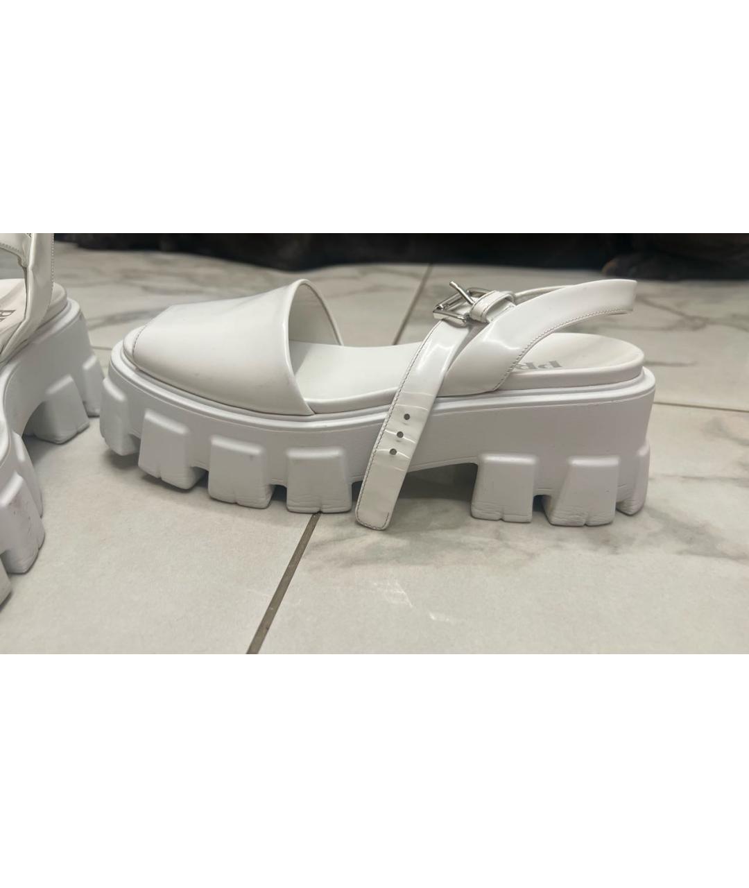 PRADA Белые кожаные босоножки, фото 5