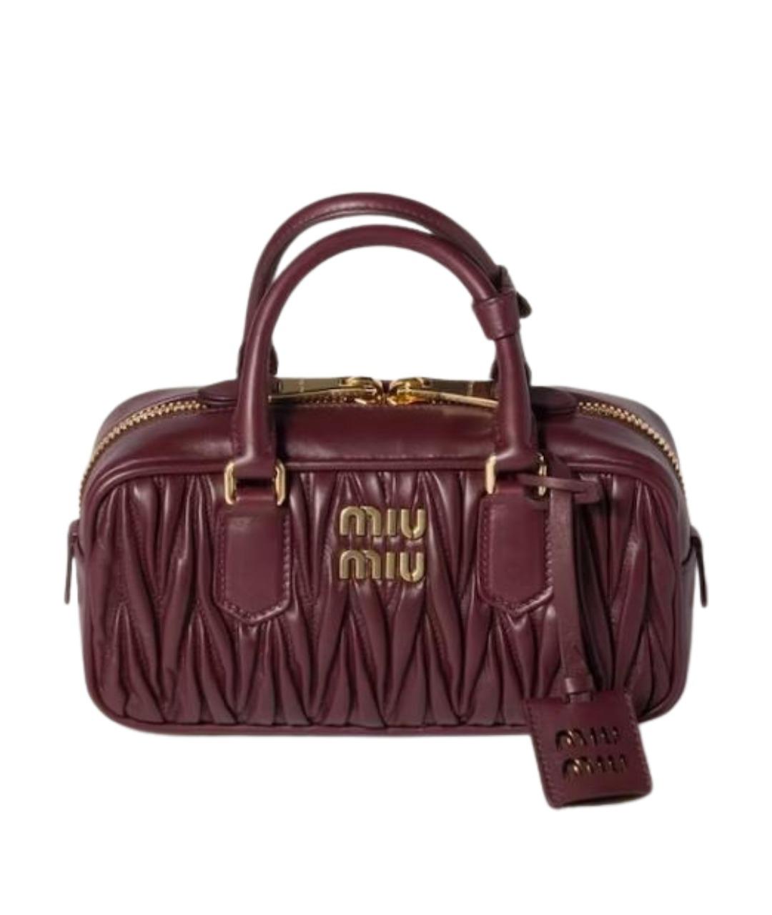 MIU MIU Бордовая кожаная сумка с короткими ручками, фото 1