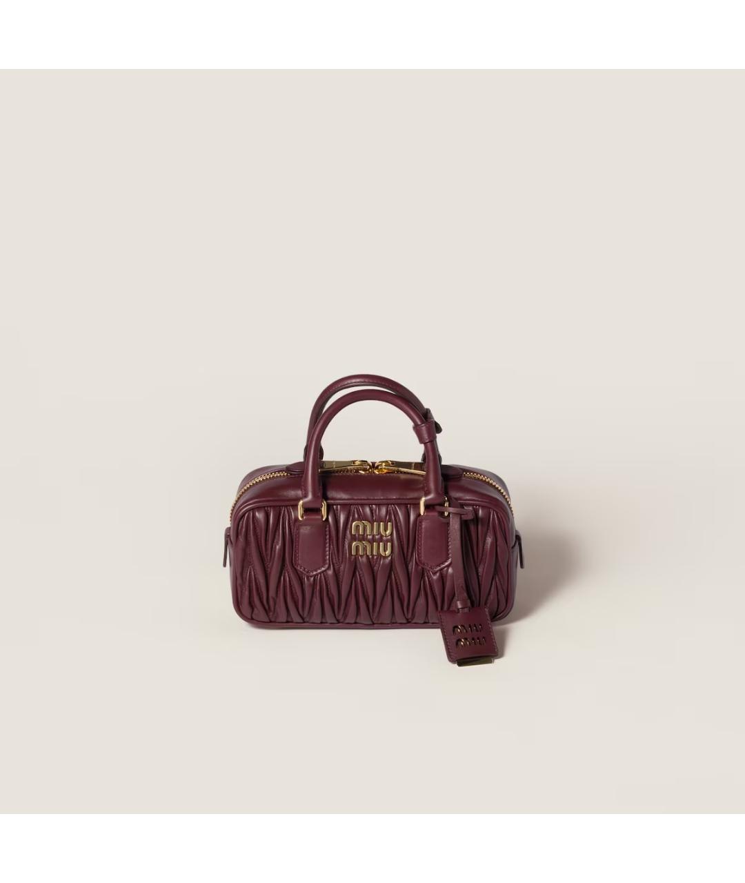 MIU MIU Бордовая кожаная сумка с короткими ручками, фото 5