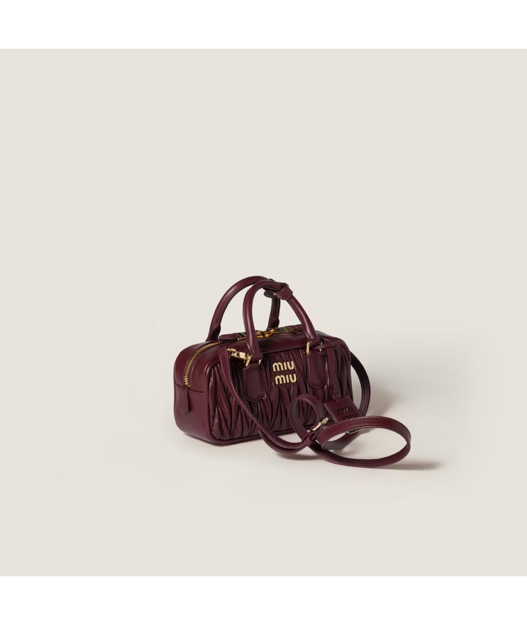 MIU MIU Бордовая кожаная сумка с короткими ручками, фото 3