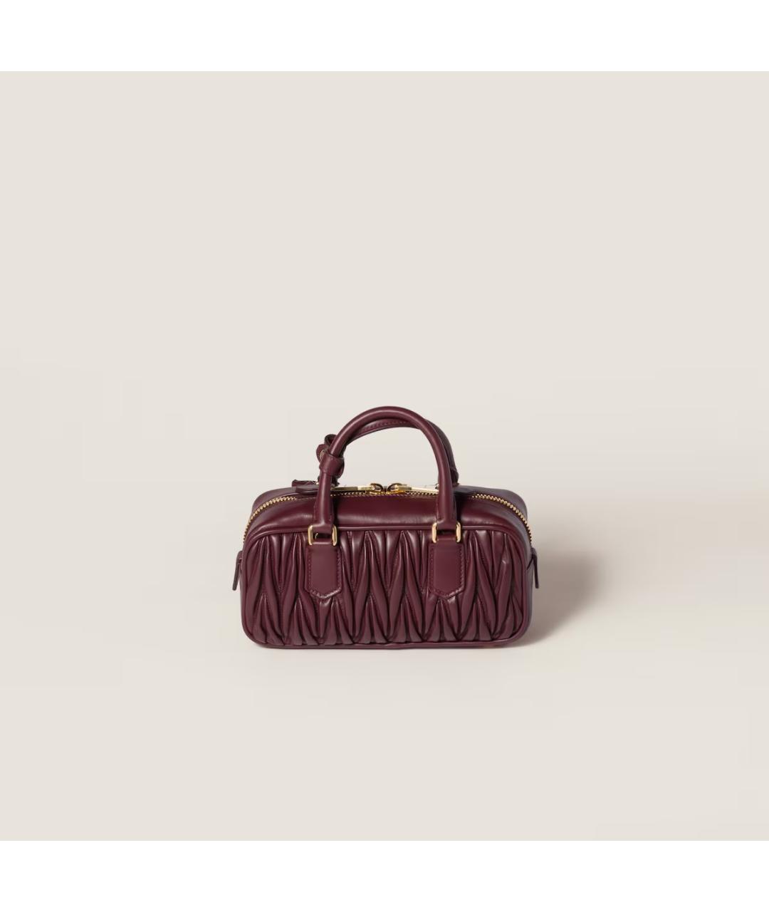 MIU MIU Бордовая кожаная сумка с короткими ручками, фото 2