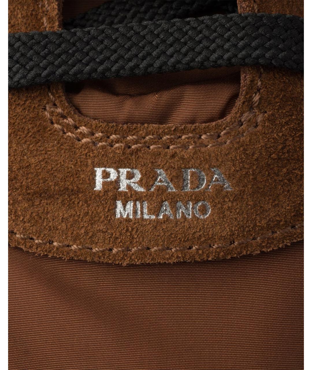 PRADA Коричневые синтетические низкие кроссовки / кеды, фото 4