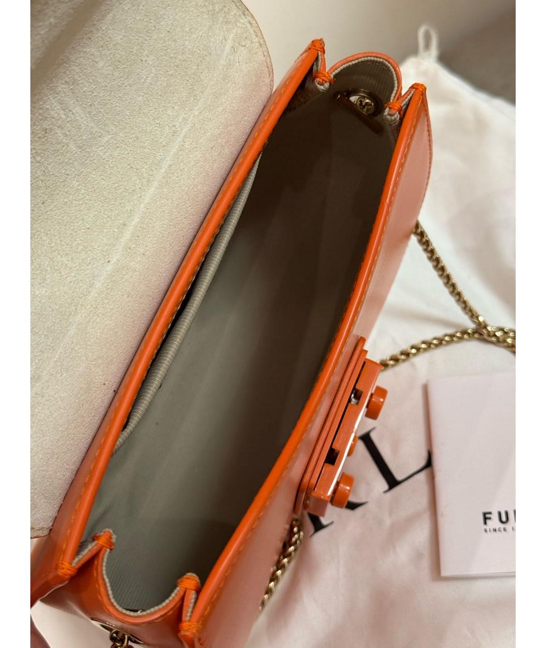 FURLA Оранжевая кожаная сумка через плечо, фото 4