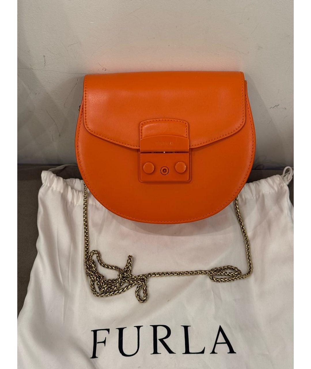 FURLA Оранжевая кожаная сумка через плечо, фото 5