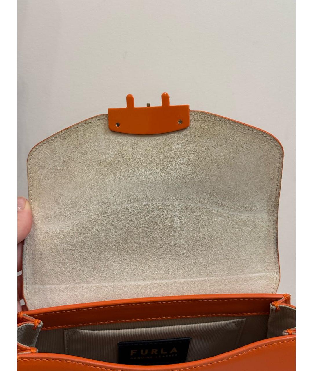 FURLA Оранжевая кожаная сумка через плечо, фото 3