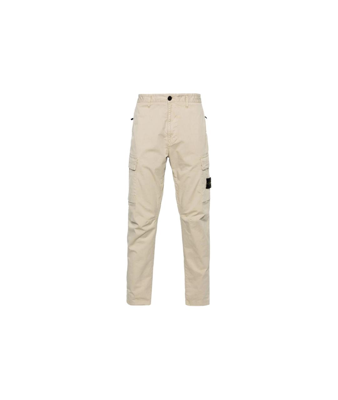 STONE ISLAND Бежевые хлопковые повседневные брюки, фото 6