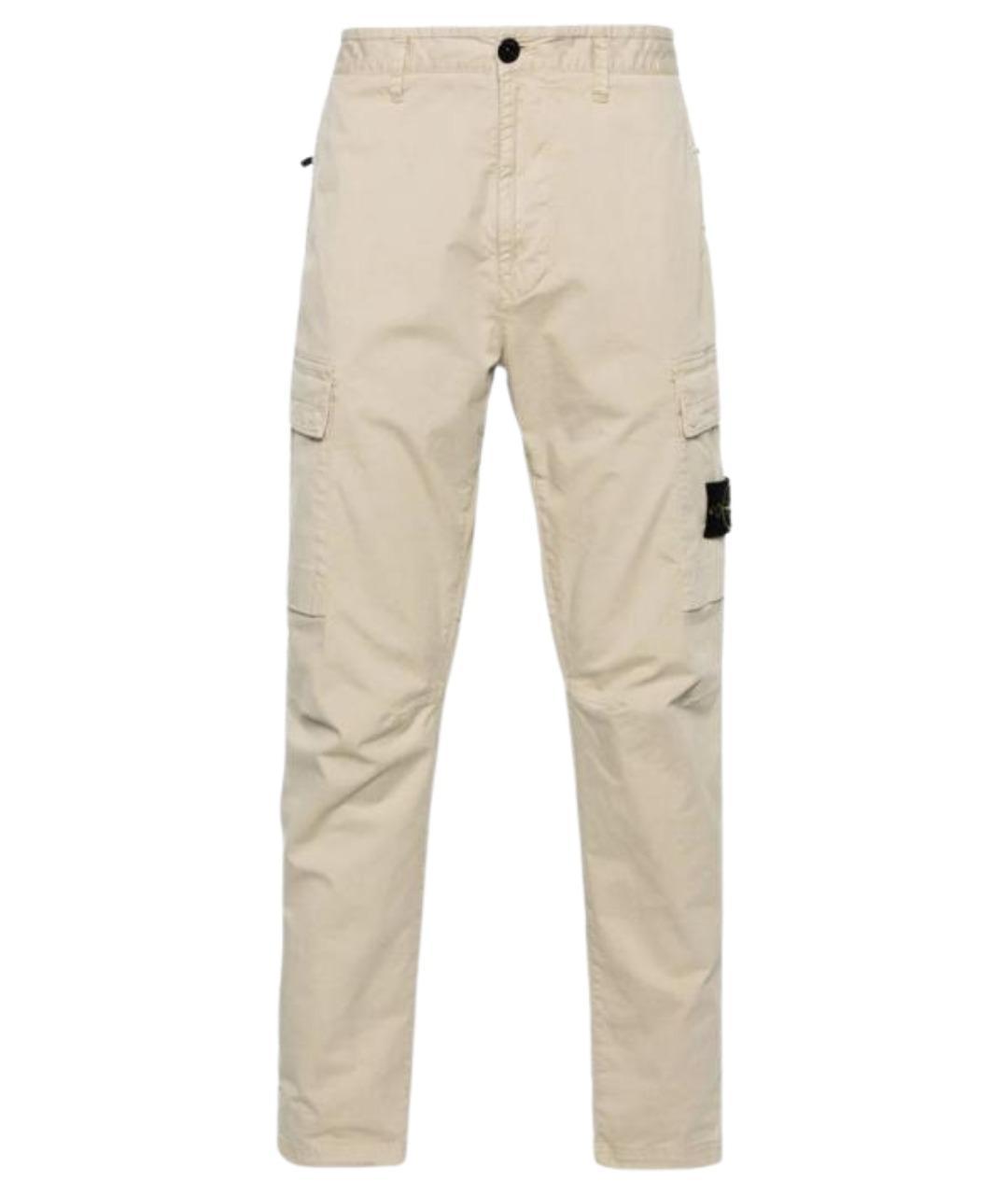 STONE ISLAND Бежевые хлопковые повседневные брюки, фото 1