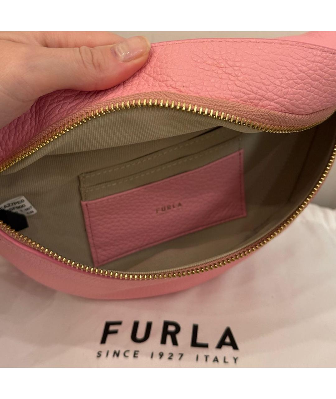 FURLA Розовая кожаная поясная сумка, фото 2