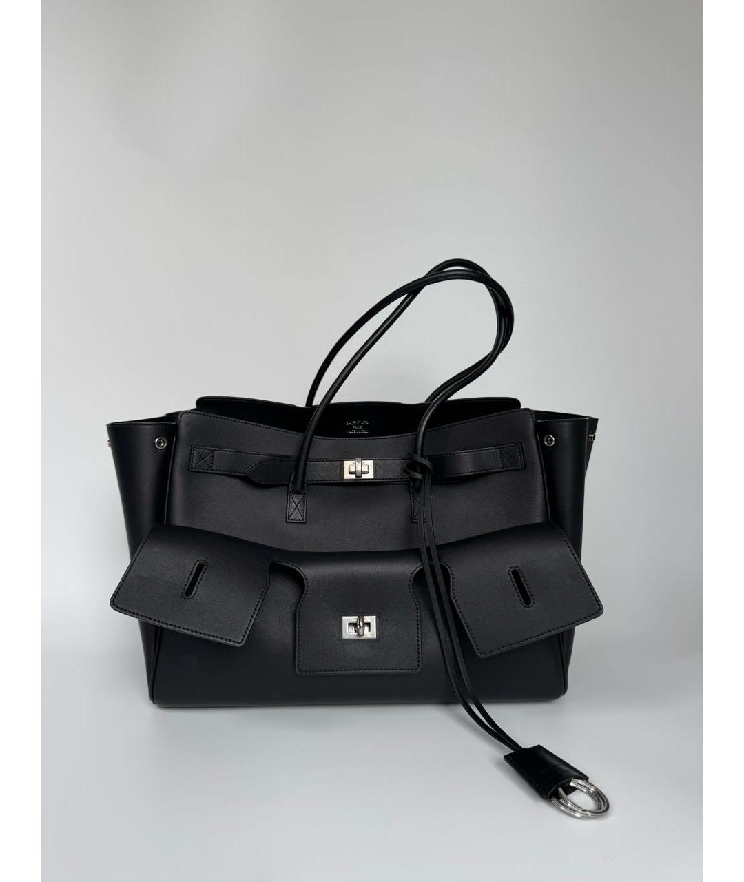 BALENCIAGA Черная кожаная сумка тоут, фото 9