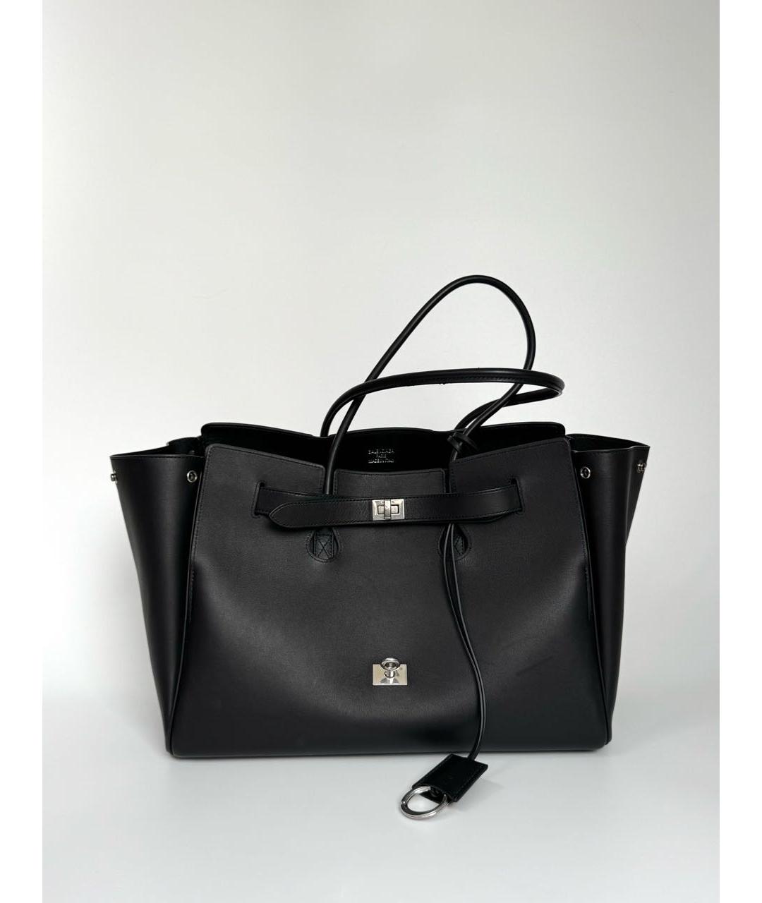 BALENCIAGA Черная кожаная сумка тоут, фото 5