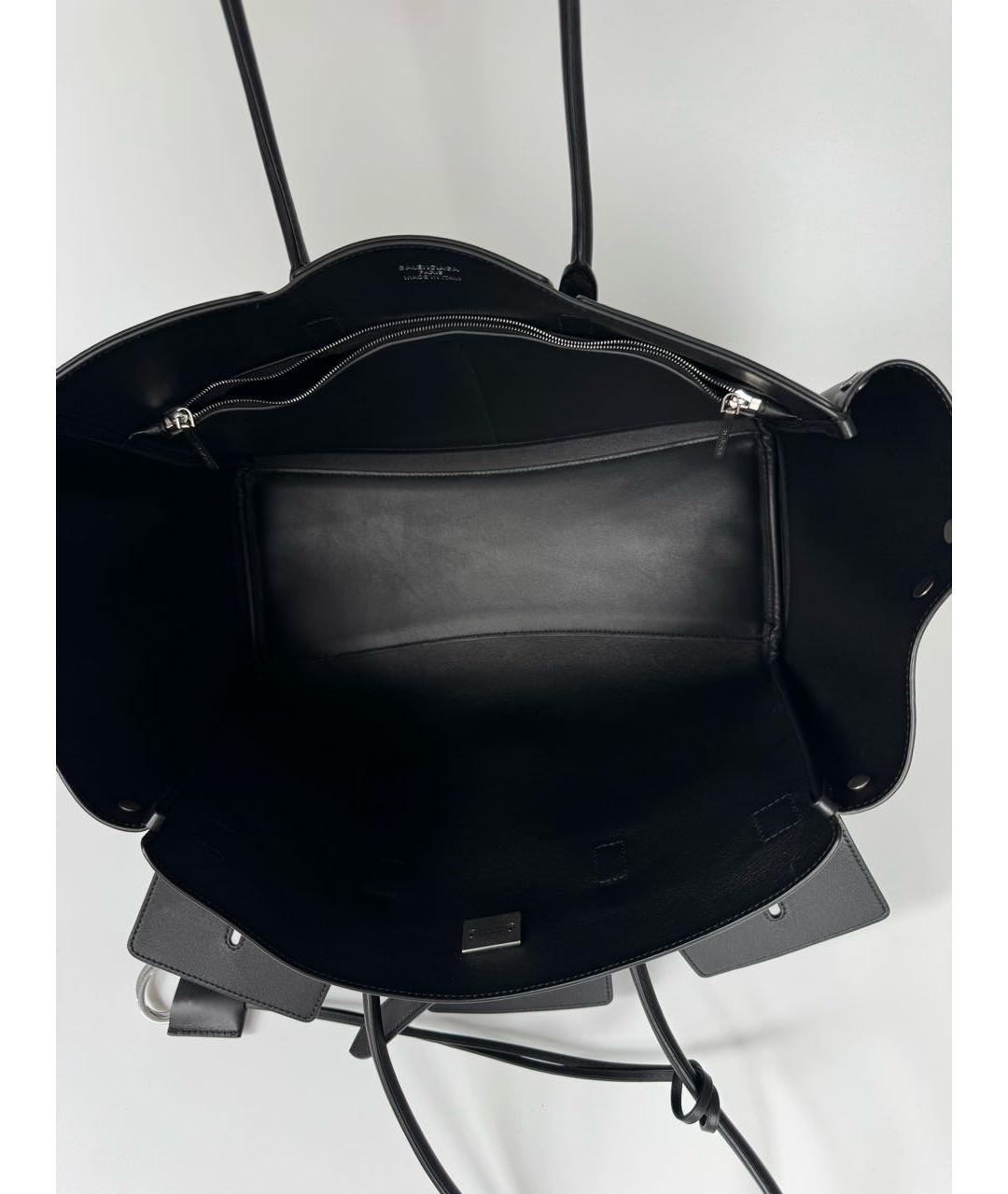 BALENCIAGA Черная кожаная сумка тоут, фото 4